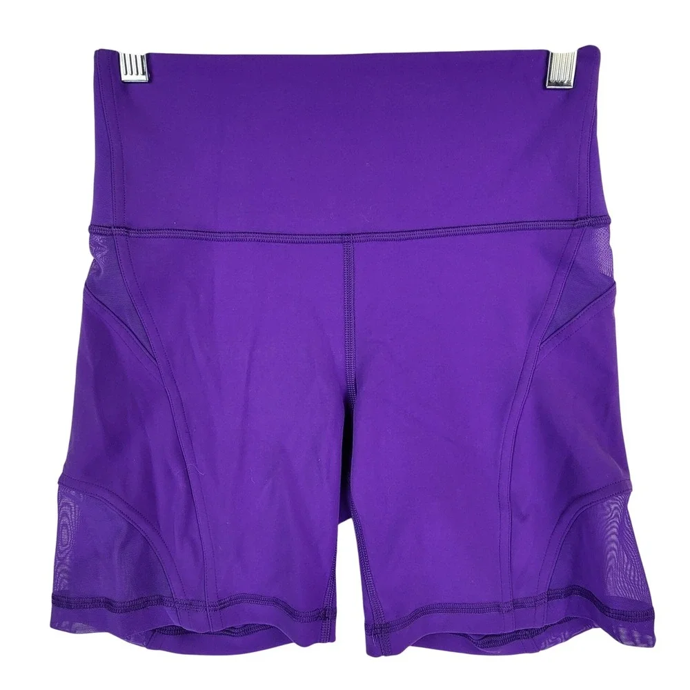 Lululemon 6 Purple Train Times Mesh Short High Rise Biker Athletic Yoga Workout